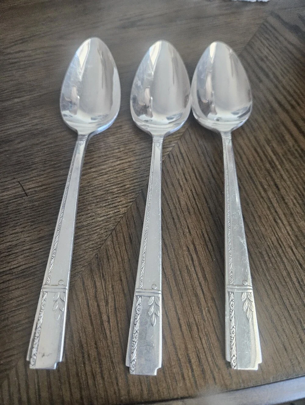 Vintage  Heirloom Plate Silver Plated Serving Spoon Set Of 3 Vintage